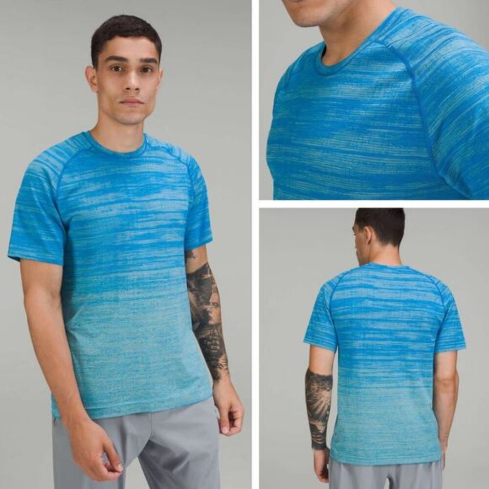 LULULEMON Metal Vent Tech Short Sleeve V-Neck Shirt 2.0 Size Small Static Storm